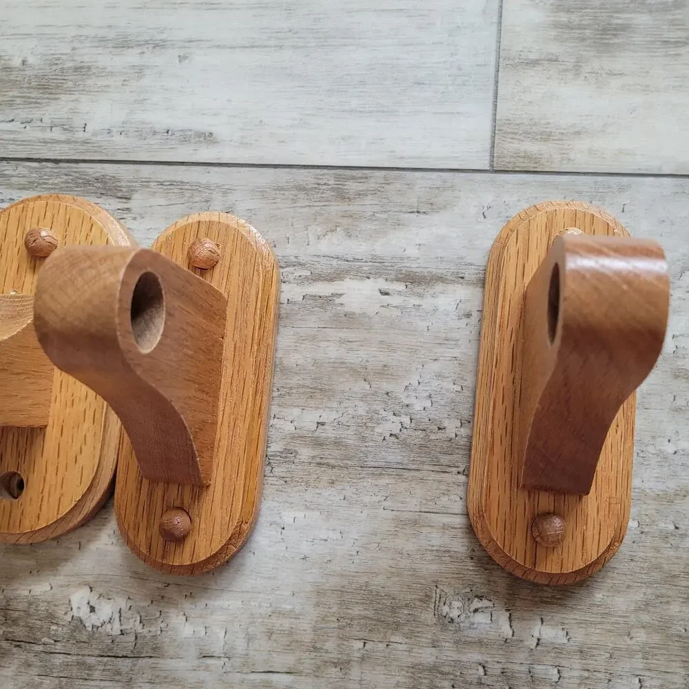 VTG Solid Oak Bathroom Hardware Set Towel Bar TP Holder Cottagecore Farmhouse
